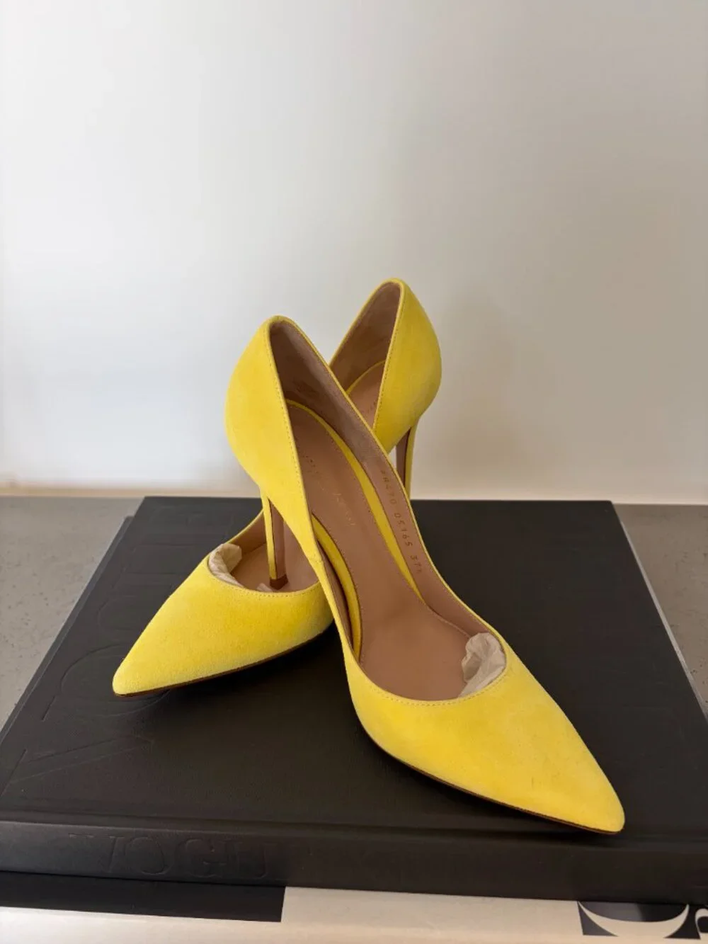 Gianvito Rossi Gianvito 105 Suede Pointed Toe Pumps Citron Yellow 37.5